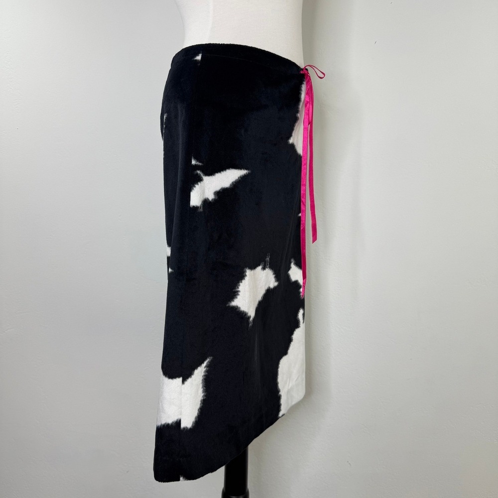 bebe Cow Print Faux Fur Skirt‎ Size 4 Y2K Western Glam Rodeo Night Out - Picture 7 of 13